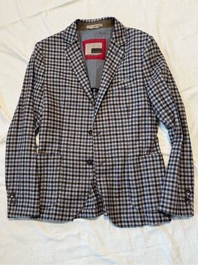 Futuro made in Italy Men's Checked Blazer - Blue & Gray
